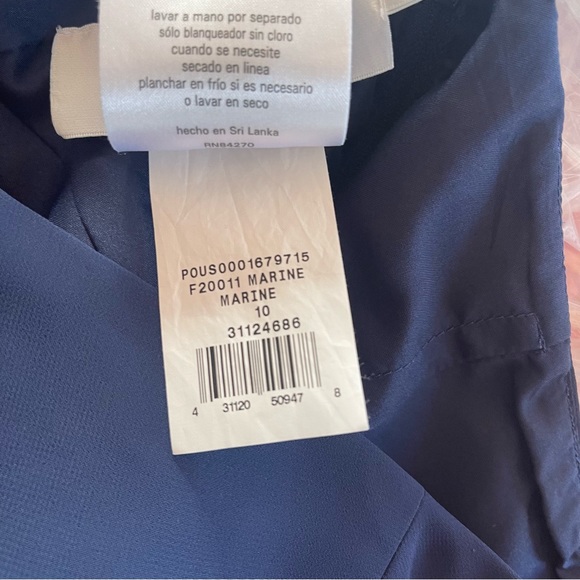 Davids Bridal Chiffon one-shoulder bridesmaid dress with cascade Navy/marine - Picture 10 of 12